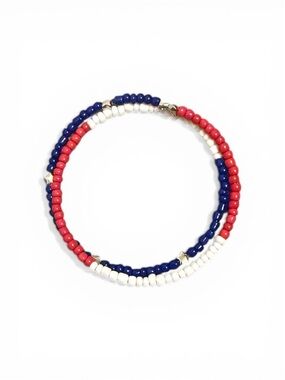 Patriotic Red, White & Blue Seed Bead Bracelet